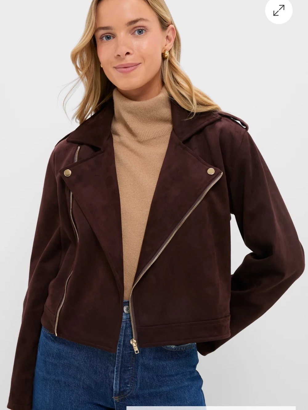 Tuckernuck HYACINTH HOUSE Chocolate Faux Suede Bristol Jacket Sz M NEW